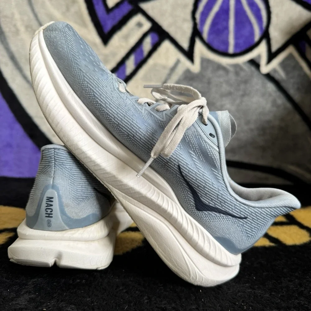 Size 9.5 - Hoka One One Mach 6 LA Women Running Shoes Blue White 1164033 DLW